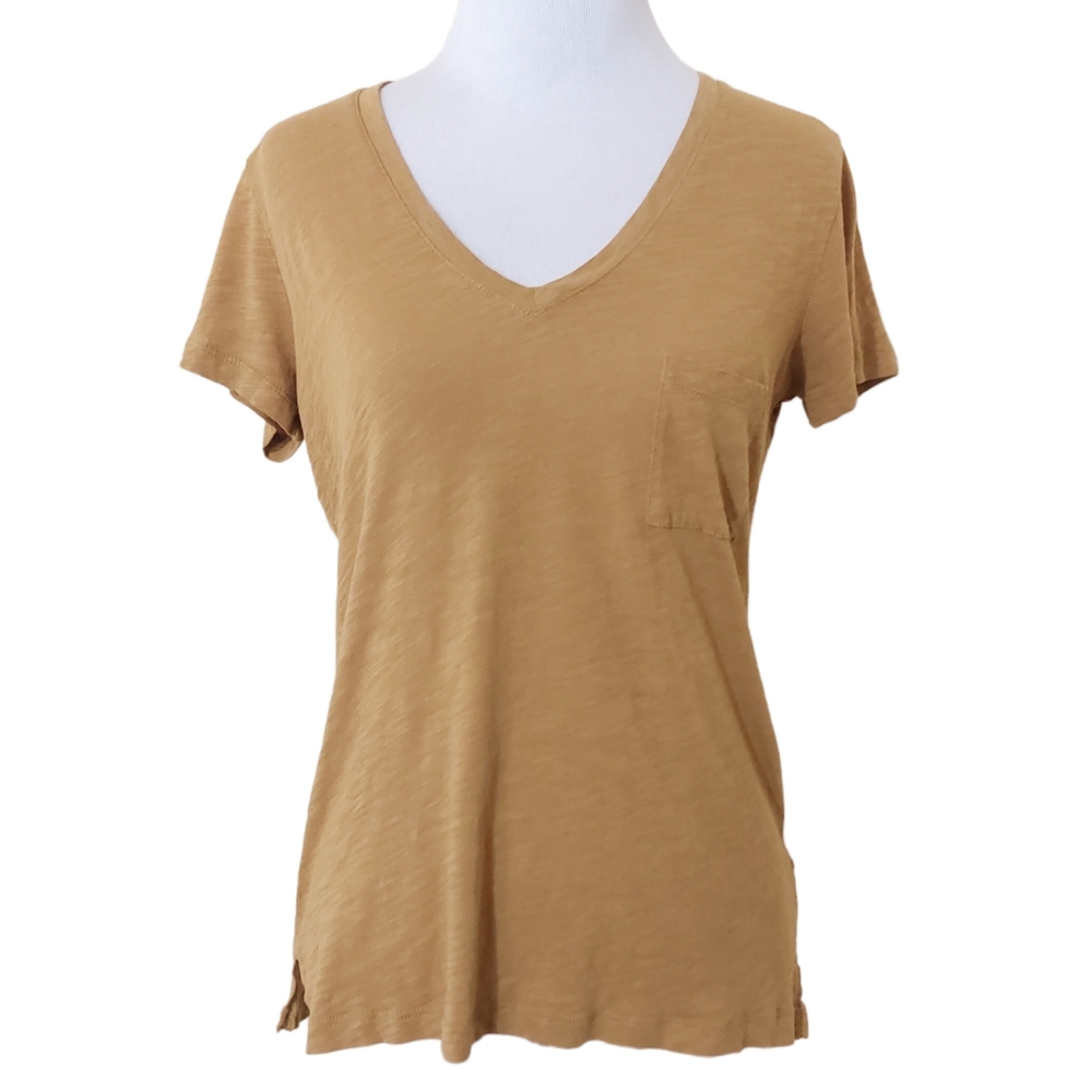 Madewell XS Mustard Yellow Short Sleeve Basic Casual Comfy Tee with Pocket